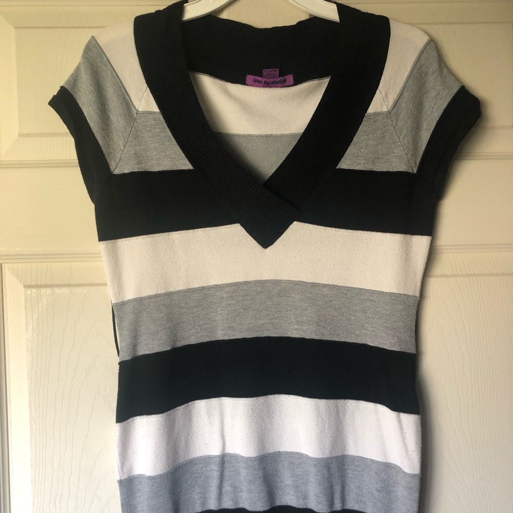 Black and White Striped Sweater Dress